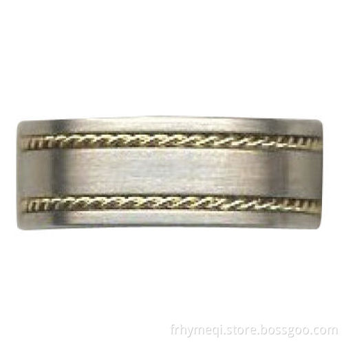 Surgical Steel Ring with Braided Strap in Gold Plating